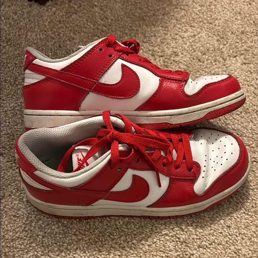 Nike  Red and White Dunks 7.5
